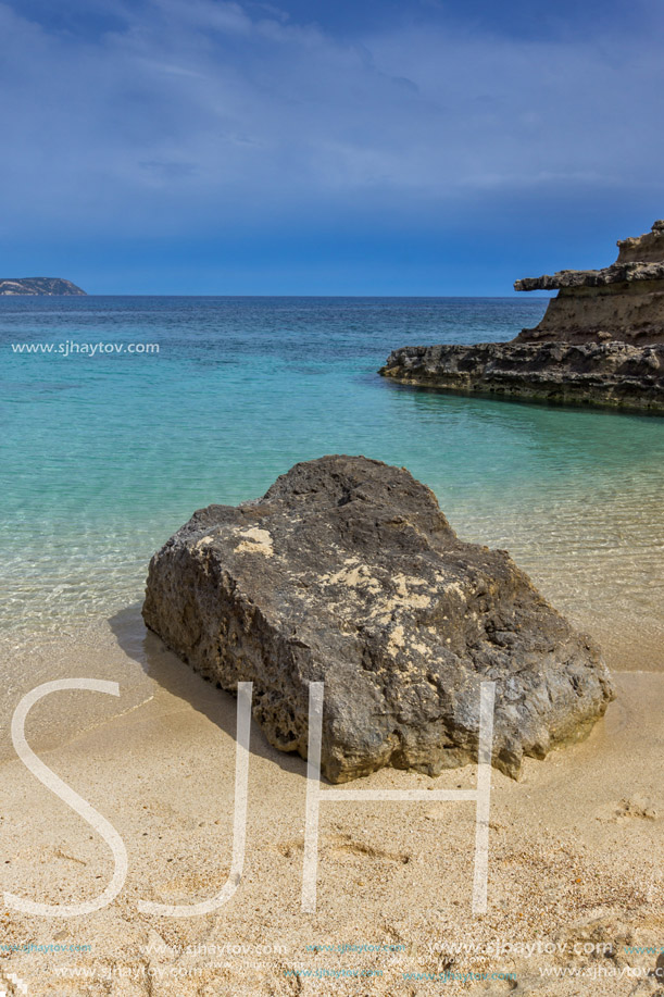 Panoramic view of Pessada beach in Kefalonia, Ionian Islands, Greece