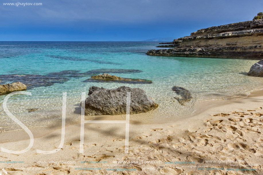 Panoramic view of Pessada beach in Kefalonia, Ionian Islands, Greece