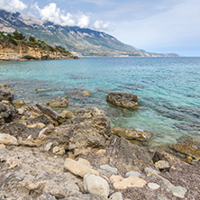 Panoramic view of Pessada beach in Kefalonia, Ionian Islands, Greece