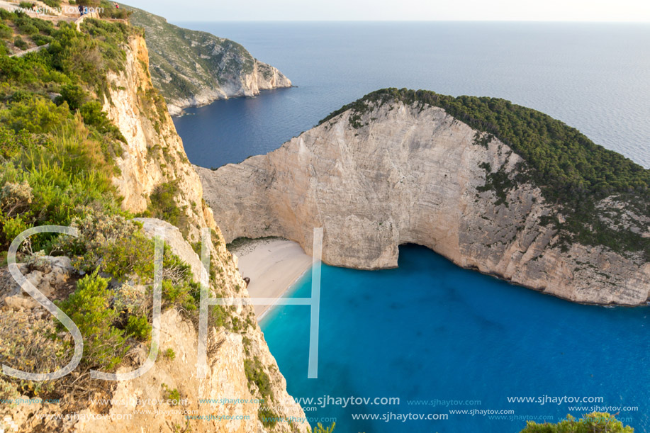 Panoramic view of Navagio Shipwreck beach, Zakynthos, Greece