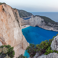 Panoramic view of Navagio Shipwreck beach, Zakynthos, Greece