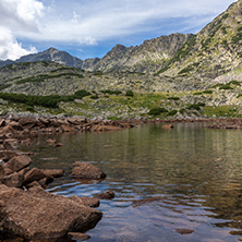 Reflection of Musala peak in Musalenski lakes,  Rila mountain, Bulgaria