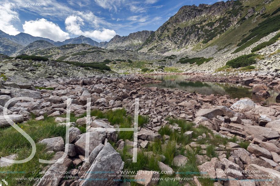 Landscape with Stones in the water of Musalenski lakes,  Rila mountain, Bulgaria