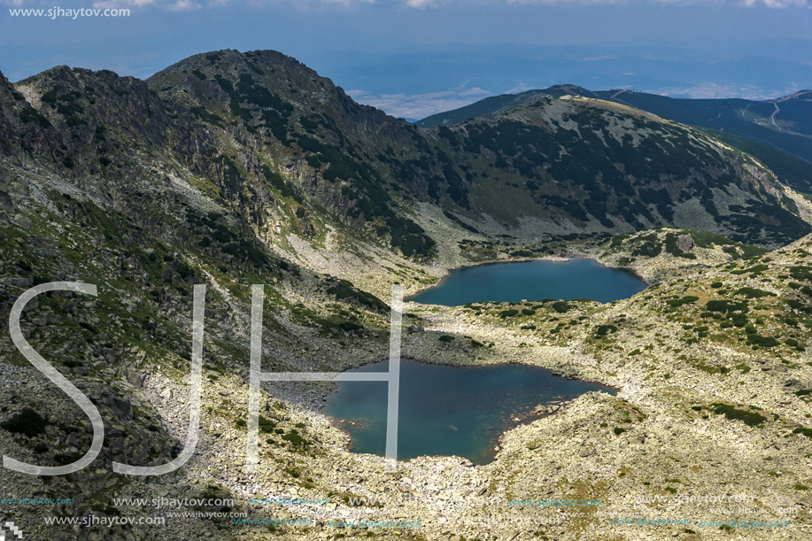 Panorama to Musalenski lakes from Musala Peak, Rila mountain, Bulgaria