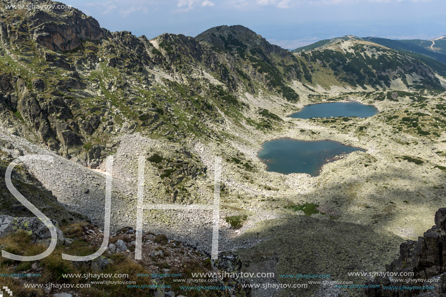 Panorama to Musalenski lakes from Musala Peak, Rila mountain, Bulgaria