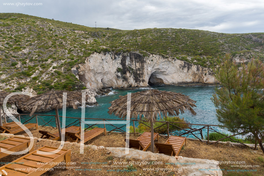 Panorama of Limnionas beach bay at Zakynthos island, Greece