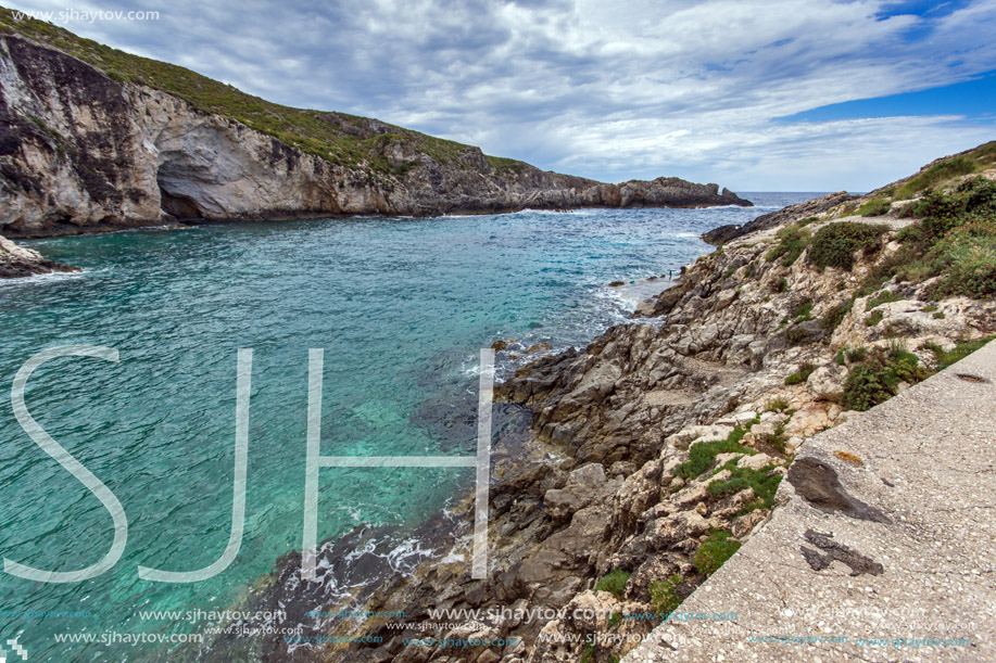 Panorama of Limnionas beach bay at Zakynthos island, Greece