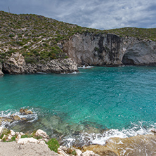 Panorama of Limnionas beach bay at Zakynthos island, Greece