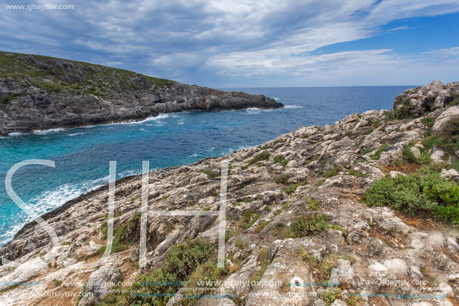 Panorama of Limnionas beach bay at Zakynthos island, Greece