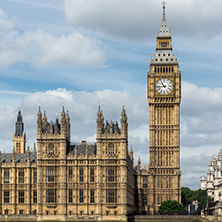 LONDON, ENGLAND - JUNE 19 2016: Cityscape of Westminster Palace and Thames River, London, England, United Kingdom