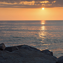 Sunrise Panorama from Beach of town of Tsarevo, Burgas Region, Bulgaria