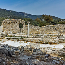 Columns in Ruins of ancient church in Archaeological site of Aliki, Thassos island,  East Macedonia and Thrace, Greece