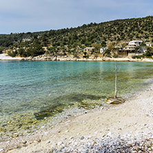 Panoramic view to village and beach of Aliki, Thassos island,  East Macedonia and Thrace, Greece