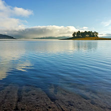 Amazing Autumn panorama of Batak Reservoir, Pazardzhik Region, Bulgaria