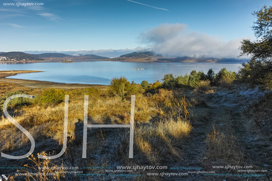 Amazing Autumn panorama of Batak Reservoir, Pazardzhik Region, Bulgaria