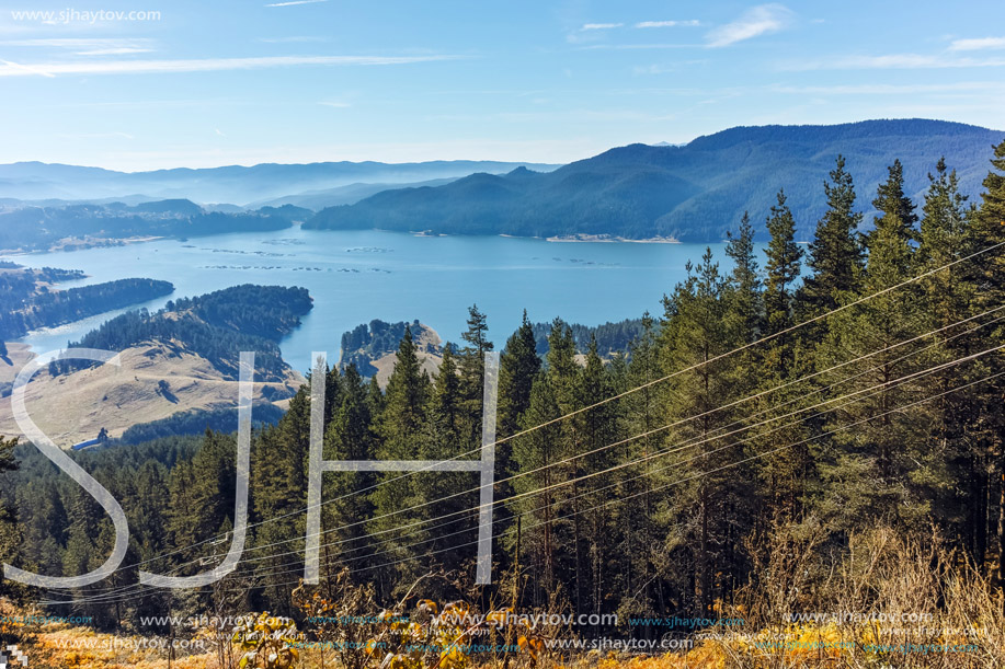 Amazing Autumn Panorama of Dospat  Reservoir, Smolyan Region, Bulgaria