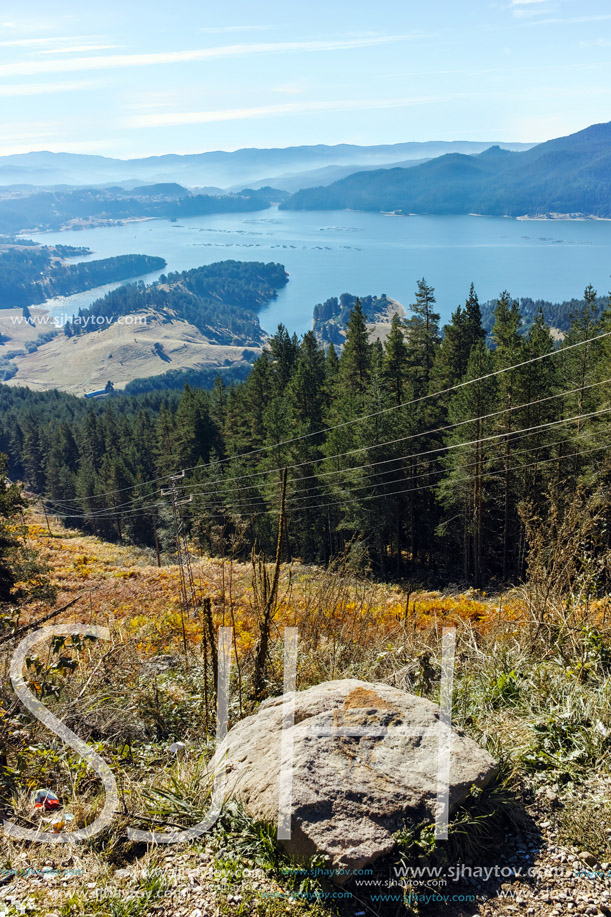 Amazing Autumn Panorama of Dospat  Reservoir, Smolyan Region, Bulgaria