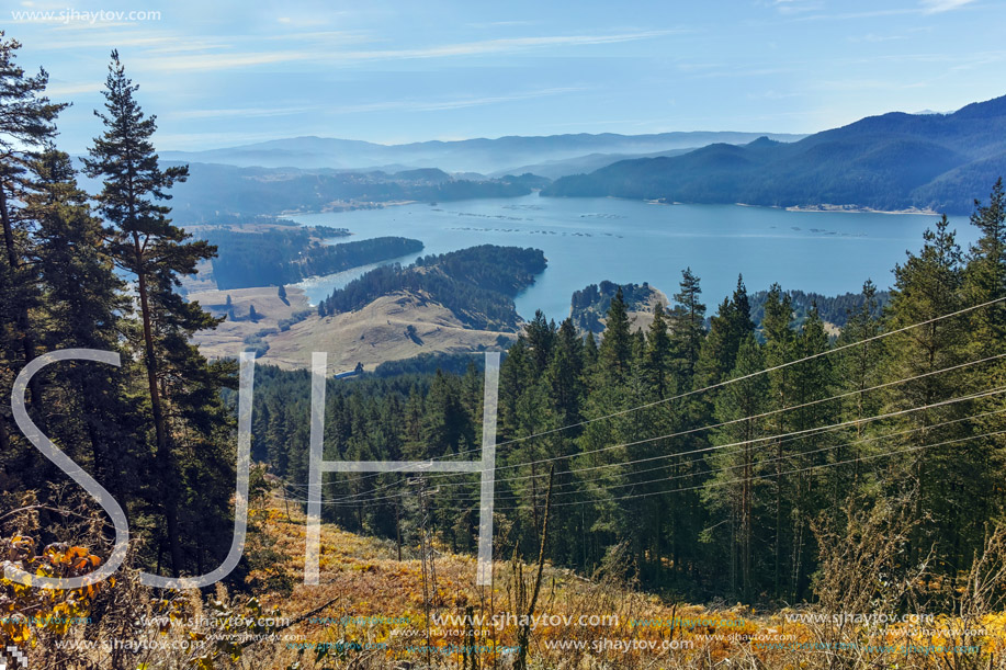 Amazing Autumn Panorama of Dospat  Reservoir, Smolyan Region, Bulgaria