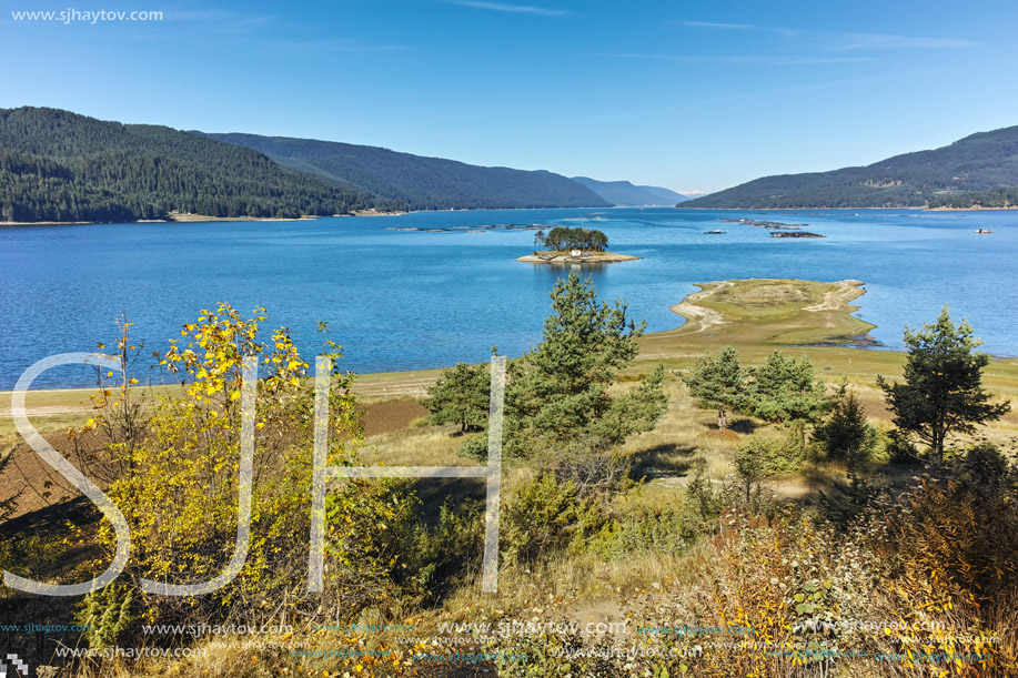 Amazing Autumn Panorama of Dospat  Reservoir, Smolyan Region, Bulgaria