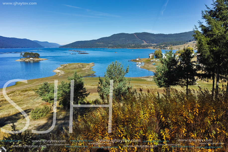 Amazing Autumn Panorama of Dospat  Reservoir, Smolyan Region, Bulgaria