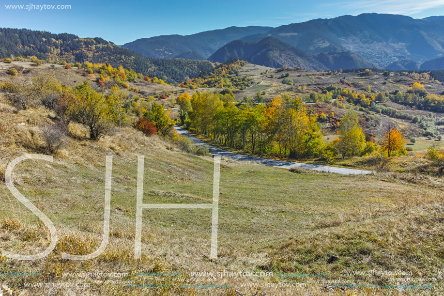 Autumn landscape near town of Dospat, Rhodope Mountains, Bulgaria