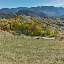 Amazing Autumn panorama near town of Dospat, Rhodope Mountains, Bulgaria