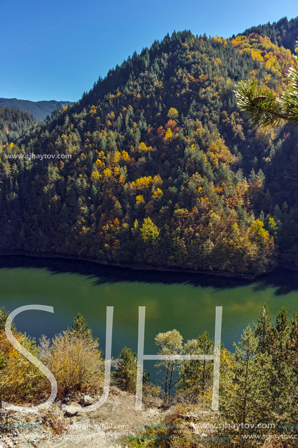 Amazing Autumn view of Teshel  Reservoir, Smolyan Region, Bulgaria