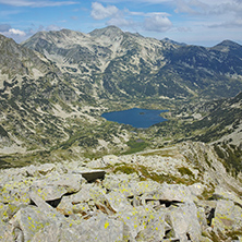 Panoramic view to Popovo lake from Dzhano Peak, Pirin mountain, Bulgaria