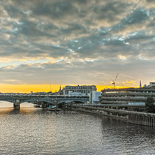 Sunset panorama of city of London and Thames river, England, Great Britain