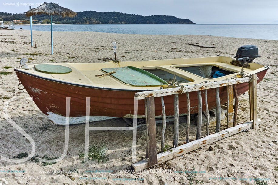 Panoramic view of beach in Thassos island,  East Macedonia and Thrace, Greece