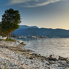 Sunset on beach of Thassos town, East Macedonia and Thrace, Greece
