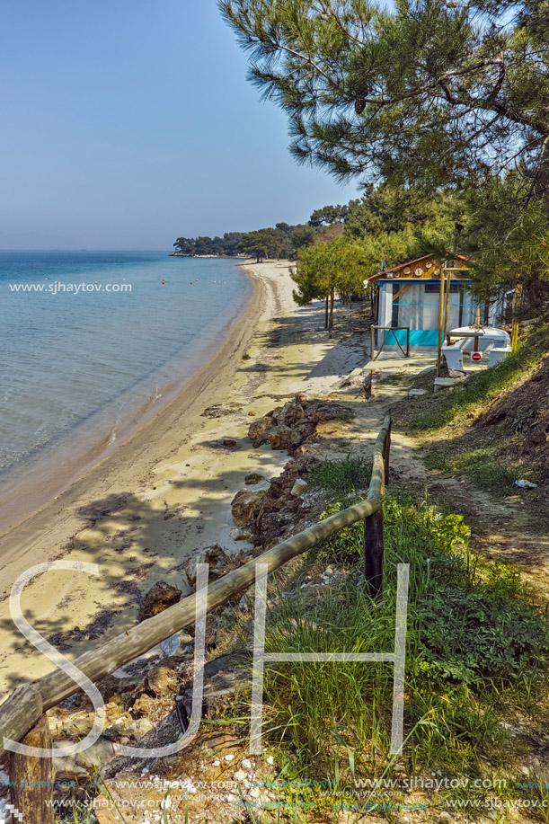 beach with blue waters in Thassos island, East Macedonia and Thrace, Greece