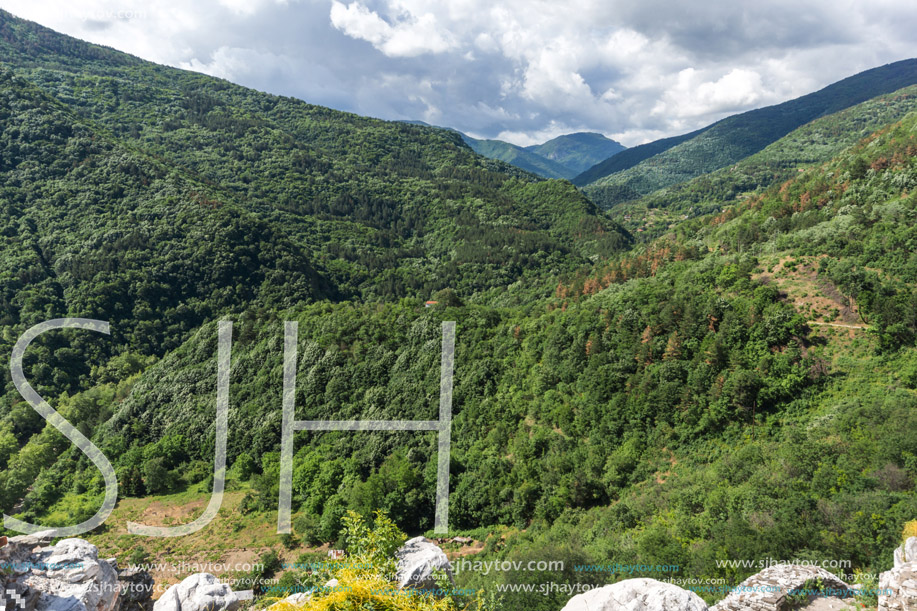 Amazing Landscape to  Rhodopes mountain from Asen"s Fortress,  Plovdiv Region, Bulgaria