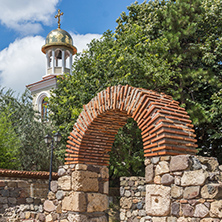 Panorama of Ancient Sozopol ruins and the church of St. George, Bulgaria