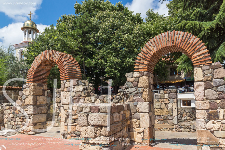 Panorama of Ancient Sozopol ruins and the church of St. George, Bulgaria