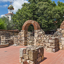 Panorama of Ancient Sozopol ruins and the church of St. George, Bulgaria