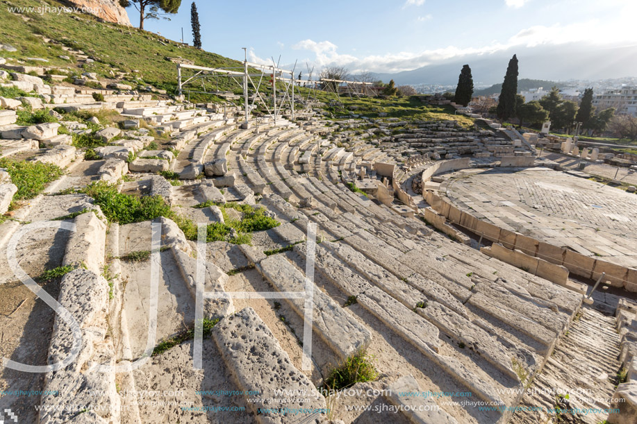 Ruins of the Theatre of Dionysus in Acropolis of Athens, Attica, Greece