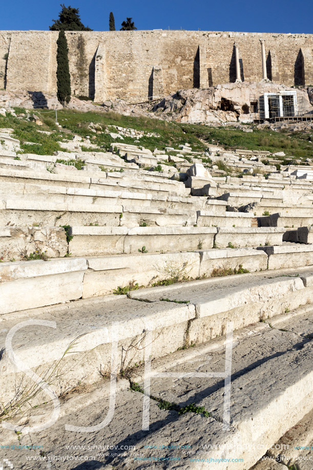 Ruins of the Theatre of Dionysus in Acropolis of Athens, Attica, Greece