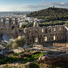 Ruins of Odeon of Herodes Atticus in the Acropolis of Athens, Attica, Greece