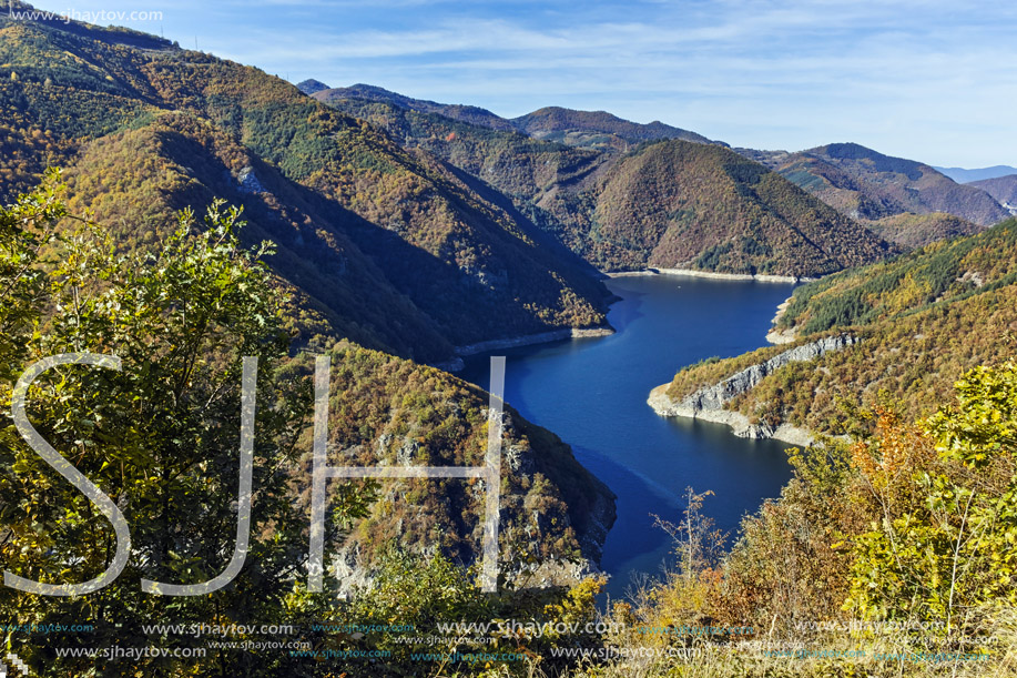 Autumn Panorama of Tsankov kamak Reservoir, Smolyan Region, Bulgaria