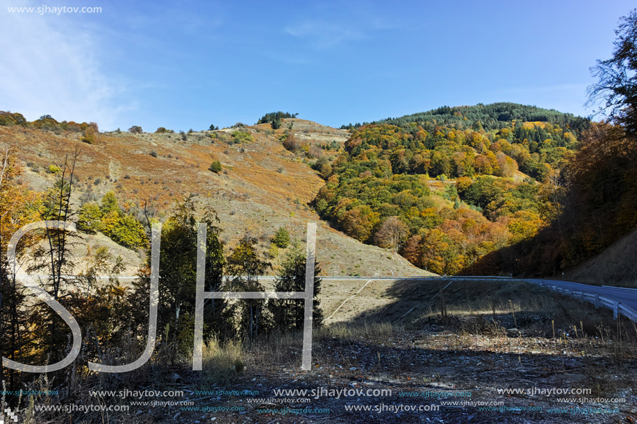 Amazing Autumn view of Rhodope Mountain near Village of Mihalkovo,  Smolyan Region, Bulgaria