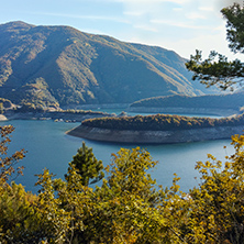 Amazing ladscape with  forest around Vacha (Antonivanovtsy) Reservoir, Rhodopes Mountain, Bulgaria