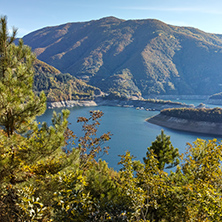 Autumn landscape of  Vacha (Antonivanovtsy) Reservoir, Rhodopes Mountain, Bulgaria