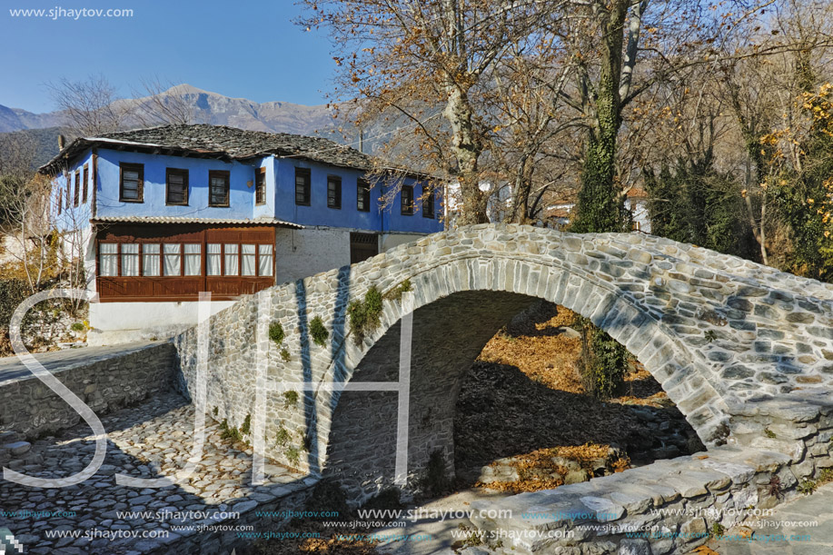 Stone bridge over small river in Moushteni near Kavala, East Macedonia and Thrace, Greece