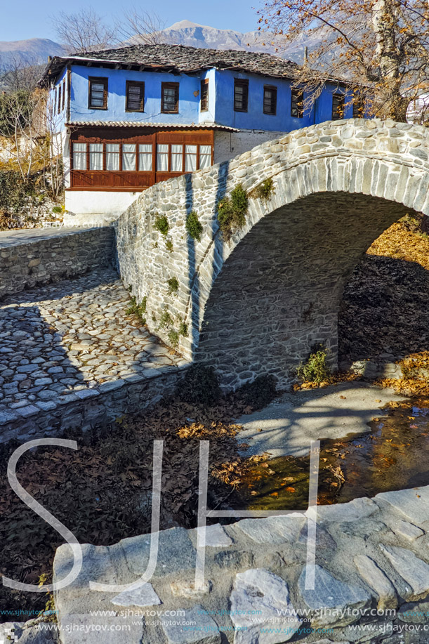 Stone bridge over small river in Moushteni near Kavala, East Macedonia and Thrace, Greece