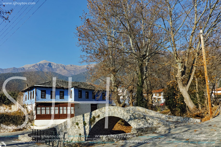 Stone bridge over small river in Moushteni near Kavala, East Macedonia and Thrace, Greece