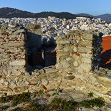 Ruins of fortress and panorama to Kavala, East Macedonia and Thrace, Greece