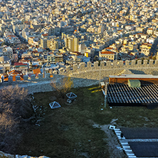 Ruins of fortress and panorama to Kavala, East Macedonia and Thrace, Greece