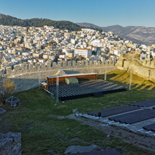 Ruins of fortress and panorama to Kavala, East Macedonia and Thrace, Greece
