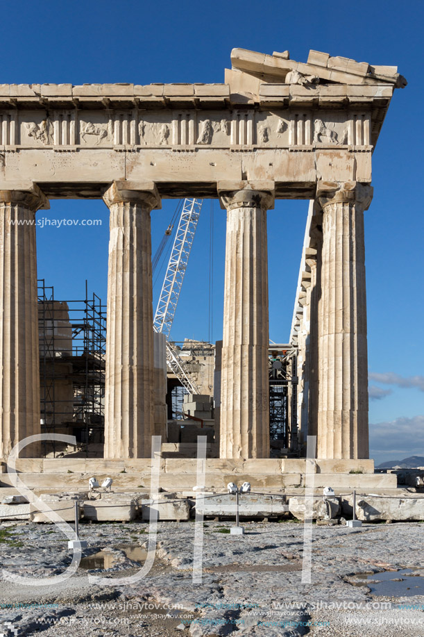 Amazing view of The Parthenon in the Acropolis of Athens, Attica, Greece